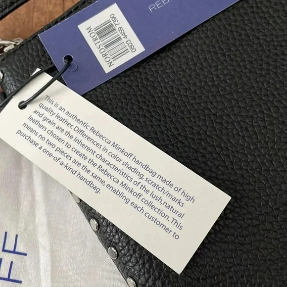 NEW ✨ Rebecca Minkoff Black Leather Bag w Silver Hardware and Studs Adj Strap - Picture 5 of 12